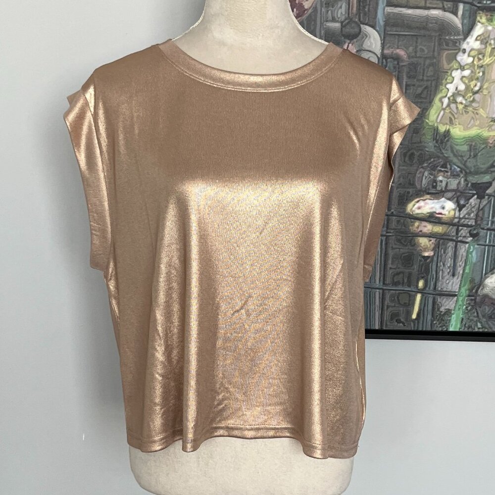 Porridge by Anthropologie Gold Shine Muscle Tee XL